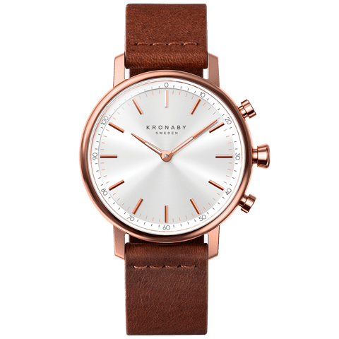 Carat S1401: 38MM, White Dial, Brown Leather #280029 smartwatch watch front